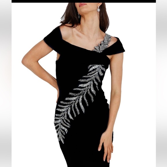 TERANI COUTURE LEAF RHINESTONE GOWN - Picture 3 of 9